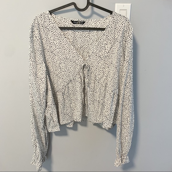 Speckled Print Peasant Sleeve Top SHEIN - Picture 1 of 6